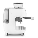 Smeg EGF03WHEU – Machine à Café Expresso Manuelle avec Broyeur à Grains, Thermoblock, 4 Températures, Buse Vapeur, 1 L, 1350W, Blanc