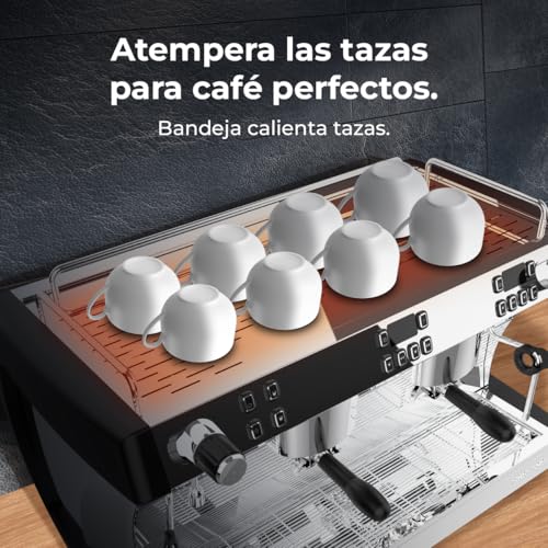 Cecotec Barista Mattina 2X – Machine à Café Expresso Professionnelle à Deux Groupes, Pré-Infusion, Pompe 9 Bars, Chaudière Triple, Affichage PID