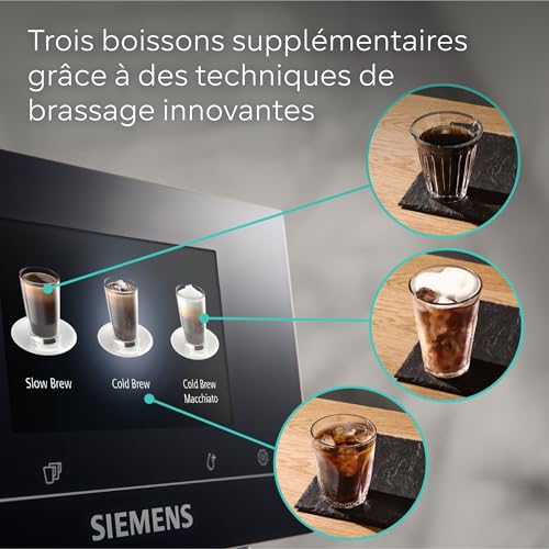 Siemens EQ700 TP715R01 Classic – Machine à Café à Grains Automatique avec Écran iSelect, Cold & Slow Brew, Cappuccinatore, Home Connect, Gris Anthracite