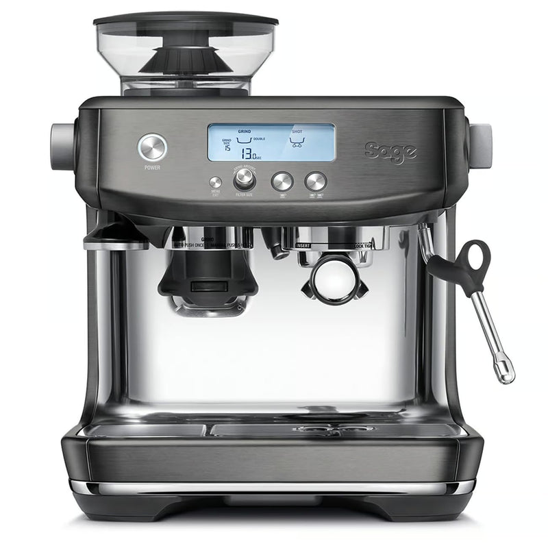 Sage The Barista Pro – Machine à Café Expresso avec Mousseur Manuel et Moulin Conique, 30 Réglages, 1650W, Pichet et Tamper Inclus, Acier Inoxydable Noir