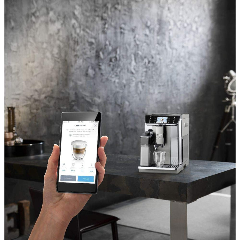De'Longhi PrimaDonna Elite ECAM656.55.MS – Machine à Café Automatique avec Mousseur à Lait, Écran TFT, App Contrôle, 2 Tasses, Acier Inoxydable, Argent