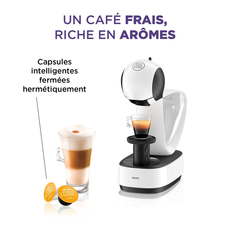 Krups Nescafé Dolce Gusto Infinissima YY3876FD – Machine à Café Capsules 15 Bars, Multi-Boissons Chaudes & Froides, Grand Réservoir, Mode Éco, Blanche