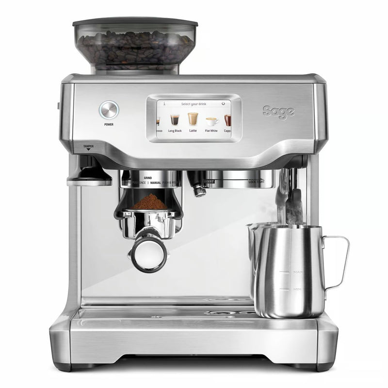 Sage The Barista Touch – Machine à Café Expresso avec Mousseur à Lait Automatique, Moulin Intégré, Écran Tactile, 5 Programmes, Acier Inoxydable Brossé