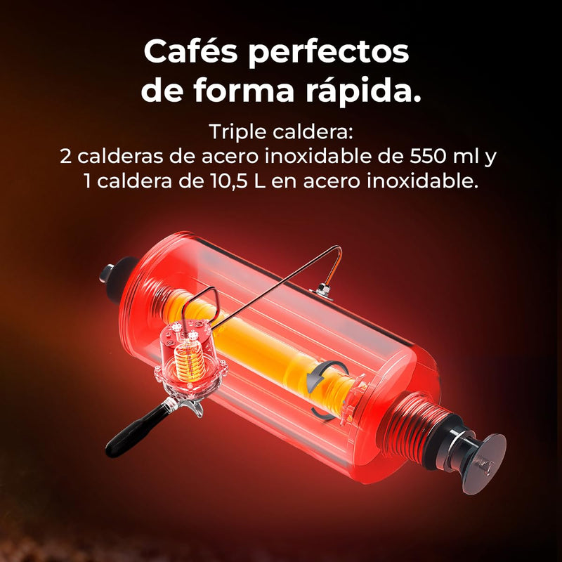 Cecotec Barista Mattina 2X – Machine à Café Expresso Professionnelle à Deux Groupes, Pré-Infusion, Pompe 9 Bars, Chaudière Triple, Affichage PID