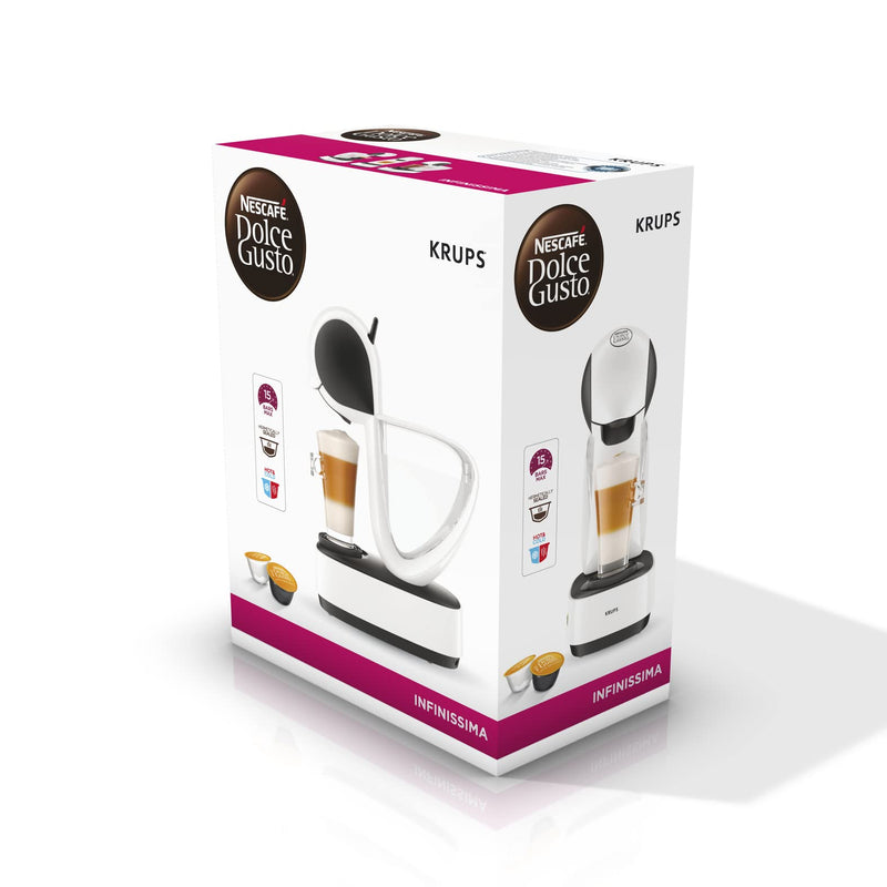 Krups Nescafé Dolce Gusto Infinissima YY3876FD – Machine à Café Capsules 15 Bars, Multi-Boissons Chaudes & Froides, Grand Réservoir, Mode Éco, Blanche