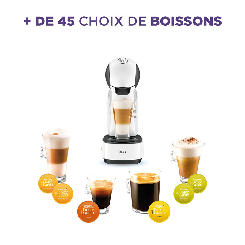 Krups Nescafé Dolce Gusto Infinissima YY3876FD – Machine à Café Capsules 15 Bars, Multi-Boissons Chaudes & Froides, Grand Réservoir, Mode Éco, Blanche