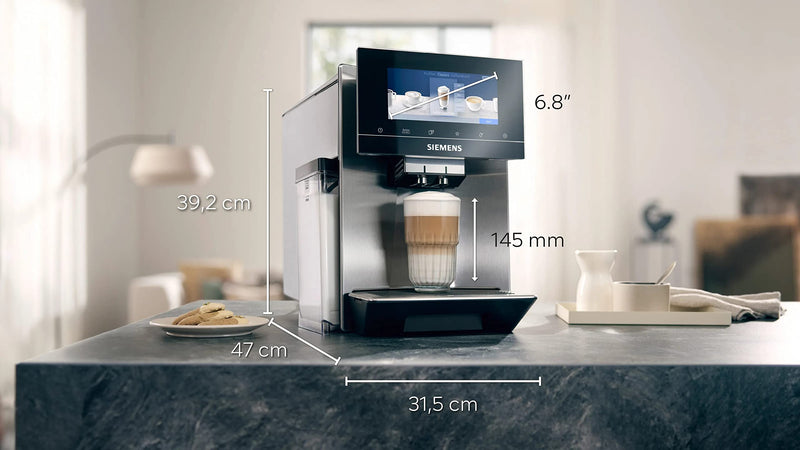 Siemens EQ900 TQ905R03 – Machine à Café Automatique avec Moulin, BaristaMode, Écran 6,8", Home Connect, Acier Inoxydable