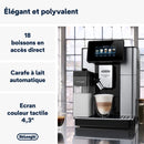 De'Longhi PrimaDonna Soul ECAM612.55.SB – Machine à Café à Grains Expresso & Cappuccino, Technologie Bean Adapt, Argent/Noir