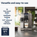 De'Longhi Dinamica Plus ECAM370.95.T – Machine à Café à Grains avec Mousseur à Lait, Cappuccino & Espresso, Écran TFT 3,5", Contrôle App, 1450W, Titan