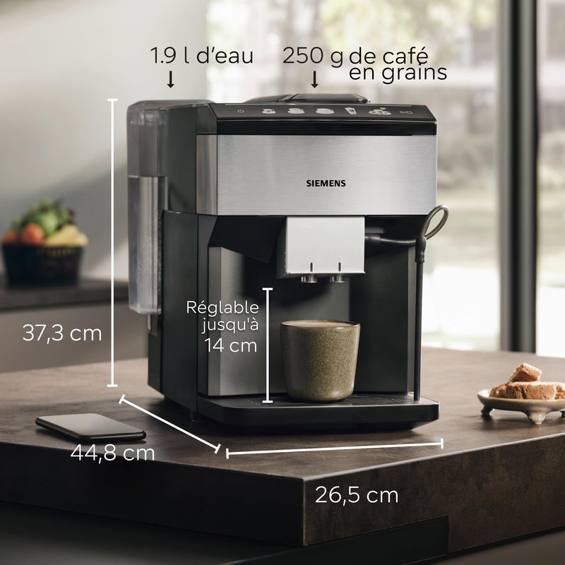 Siemens EQ500 TP516RX3 – Machine à Café Automatique avec Home Connect, AromaDouble Shot, AutoMilk Clean, Inox/Noir