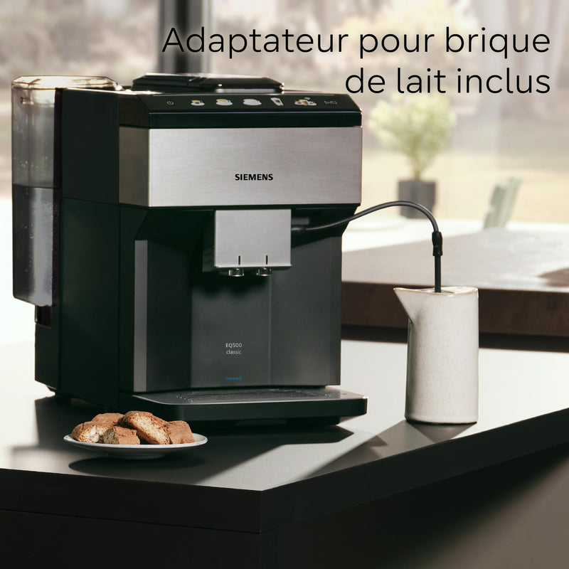 Siemens EQ500 TP516RX3 – Machine à Café Automatique avec Home Connect, AromaDouble Shot, AutoMilk Clean, Inox/Noir