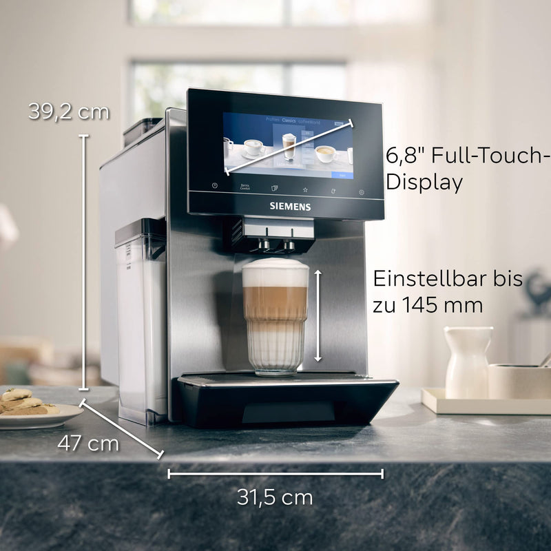 Siemens EQ900 TQ907D03 – Machine à Café Automatique avec Écran Tactile et Contrôle App, 2 Réservoirs, 1500 W