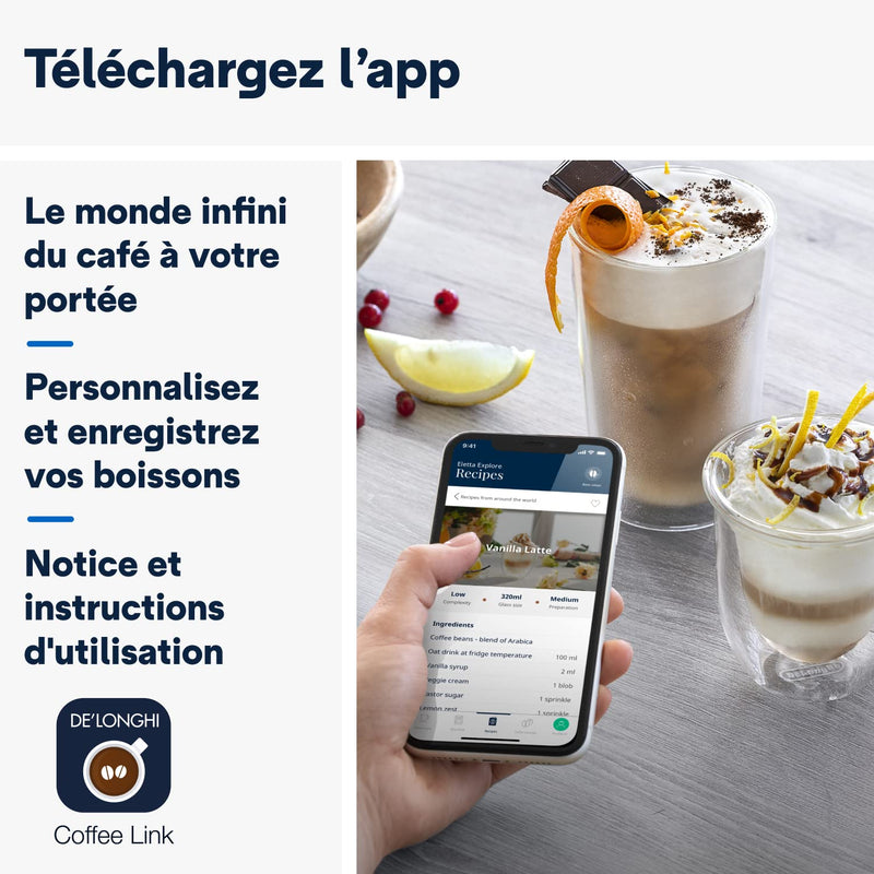 De'Longhi Eletta Explore ECAM452.67.G – Machine à Café Barista Automatique, Espresso & Cold Brew, LatteCrema Hot & Cool, Pot à Café Inclus, Gris Foncé