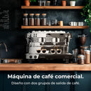 Cecotec Barista Mattina 2X – Machine à Café Expresso Professionnelle à Deux Groupes, Pré-Infusion, Pompe 9 Bars, Chaudière Triple, Affichage PID
