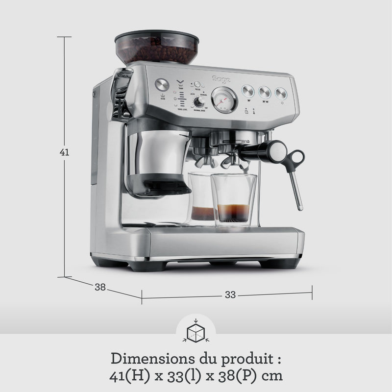 Sage The Barista Express Impress – Machine à Café Expresso avec Mousseur Manuel et Moulin Intégré, 25 Réglages, Sel Marin