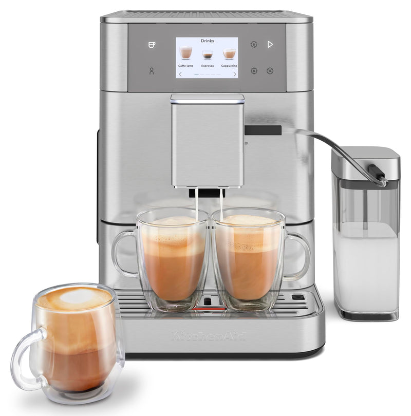 KitchenAid KF7 KES8557 – Machine à Expresso Automatique 2 Tasses, Acier Inoxydable