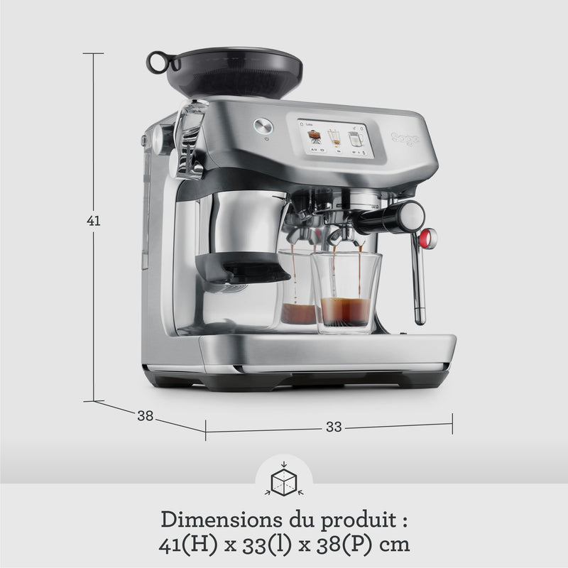 Sage The Barista Touch Impress – Machine à Café Automatique avec Mousseur de Lait et Moulin Intégré, 8 Programmes, Truffe Noire