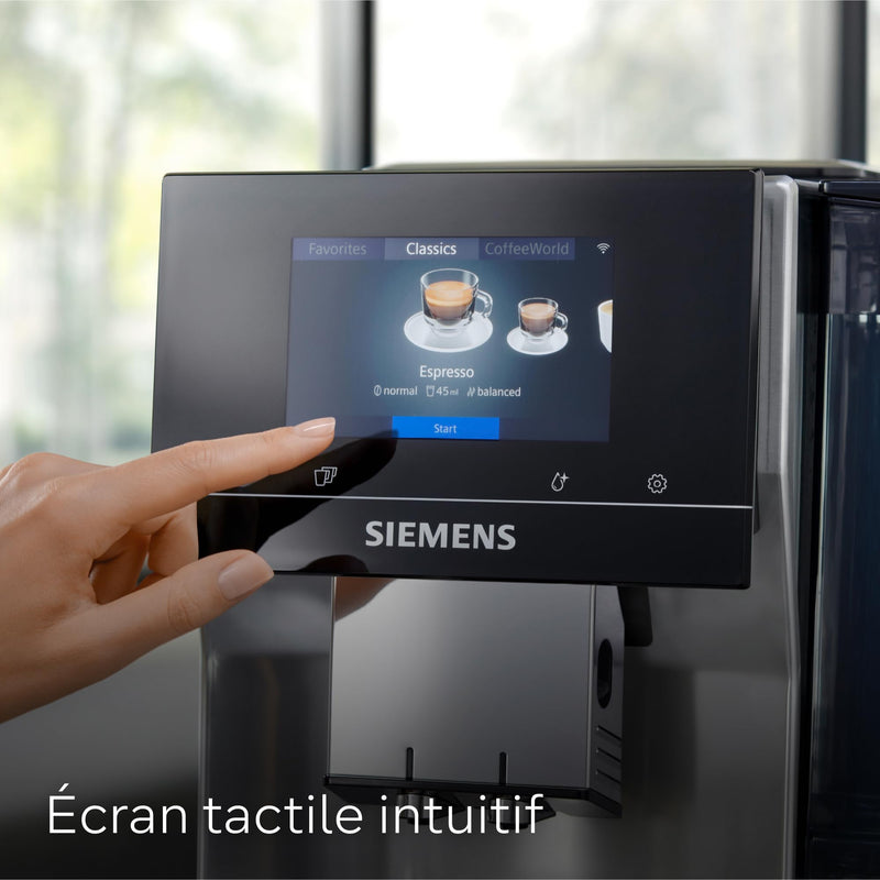 Siemens EQ700 TP715R01 Classic – Machine à Café à Grains Automatique avec Écran iSelect, Cold & Slow Brew, Cappuccinatore, Home Connect, Gris Anthracite