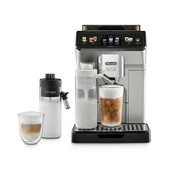De'Longhi Eletta Explore ECAM450.65.S – Machine à Café Barista Automatique à Grains, Espresso & Cold Brew, LatteCrema, Écran Tactile, Argent
