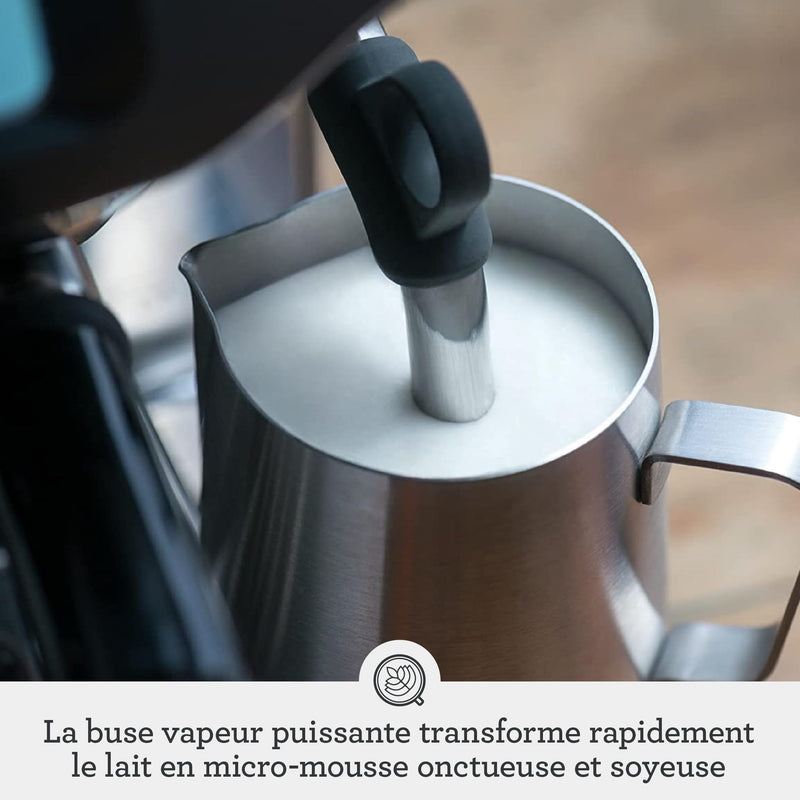 Sage The Barista Pro – Machine à Café Expresso avec Mousseur Manuel et Moulin Conique, 30 Réglages, 1650W, Pichet et Tamper Inclus, Acier Inoxydable Noir