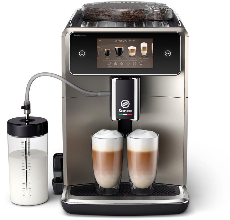 Xelsis Deluxe SM8782/30 – Machine à Café Expresso à Grains avec Wi-Fi, 22 Spécialités, Écran Tactile 5", Broyeur Céramique