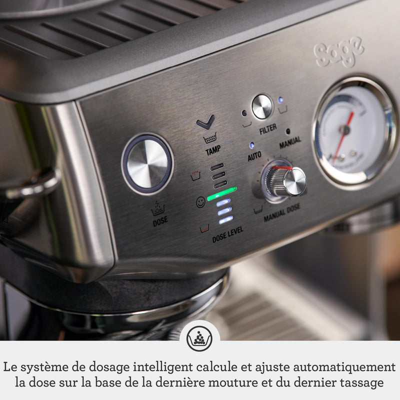 Sage The Barista Express Impress – Machine à Café Expresso avec Mousseur Manuel et Moulin Intégré, 25 Réglages, Sel Marin