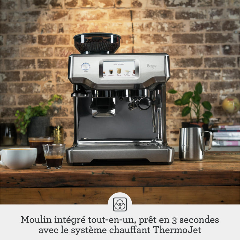 Sage The Barista Touch – Machine à Café Expresso avec Mousseur à Lait Automatique, Moulin Intégré, Écran Tactile, 5 Programmes, Acier Inoxydable Brossé