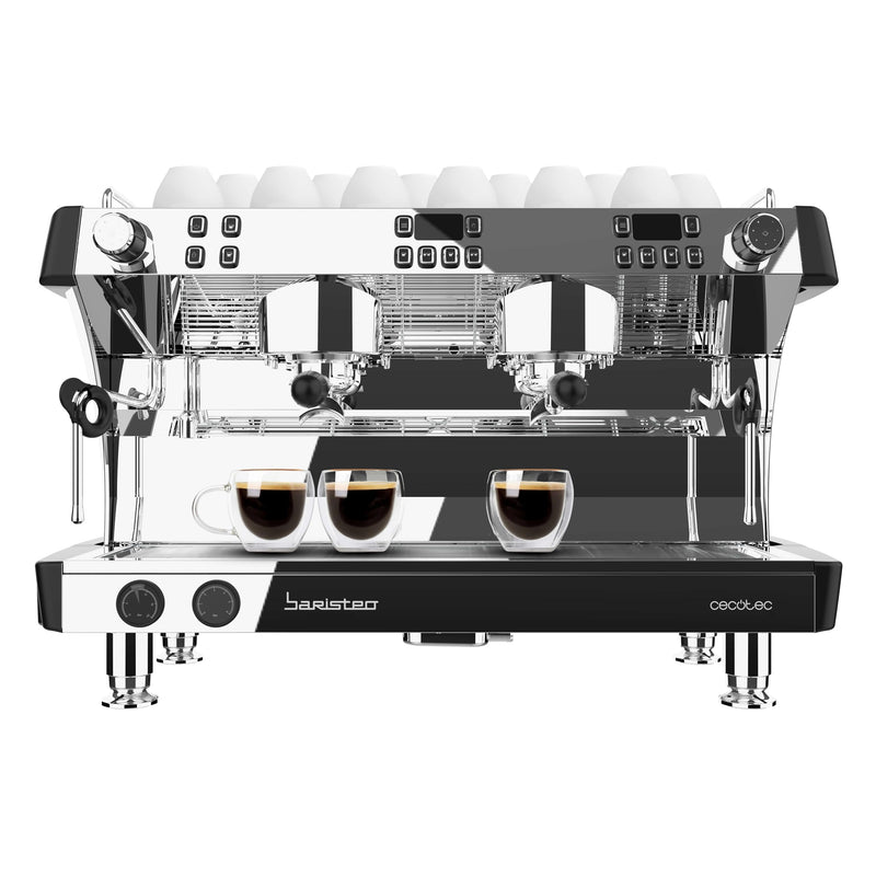 Cecotec Barista Mattina 2X – Machine à Café Expresso Professionnelle à Deux Groupes, Pré-Infusion, Pompe 9 Bars, Chaudière Triple, Affichage PID