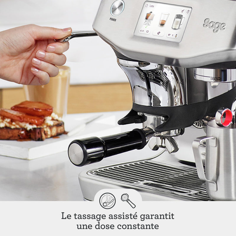 Sage The Barista Touch Impress – Machine à Café Automatique avec Mousseur de Lait et Moulin Intégré, 8 Programmes, Truffe Noire