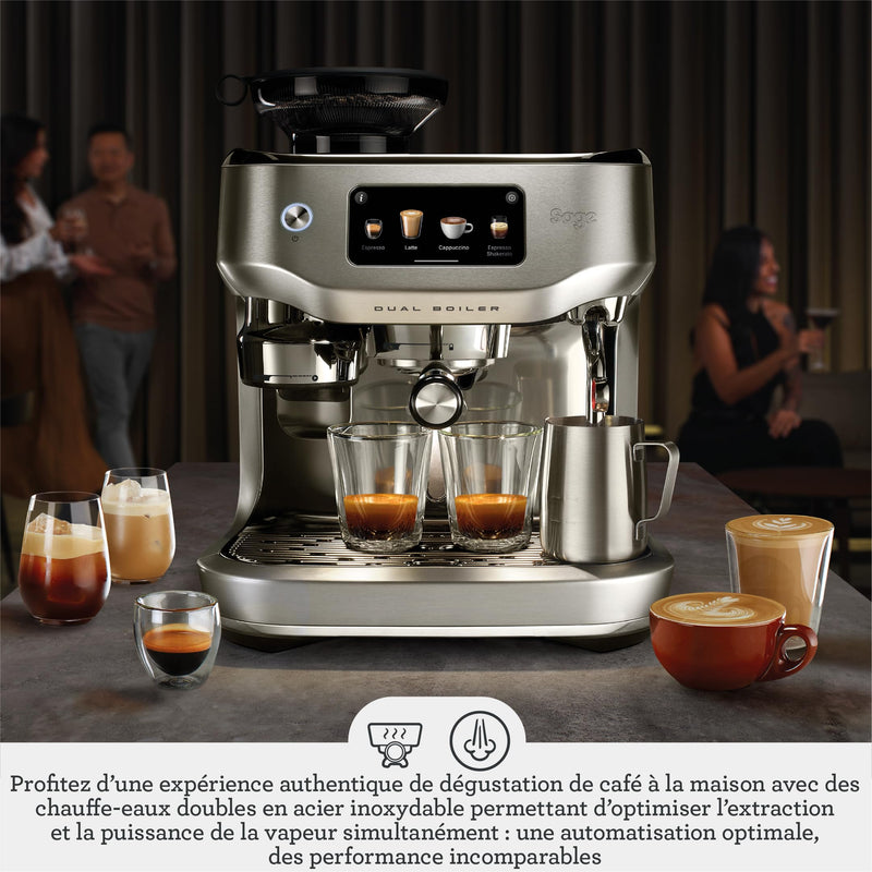 Sage The Oracle Dual Boiler – Machine à Café Automatique avec Mousseur à Lait, 16 Programmes, Acier Inoxydable